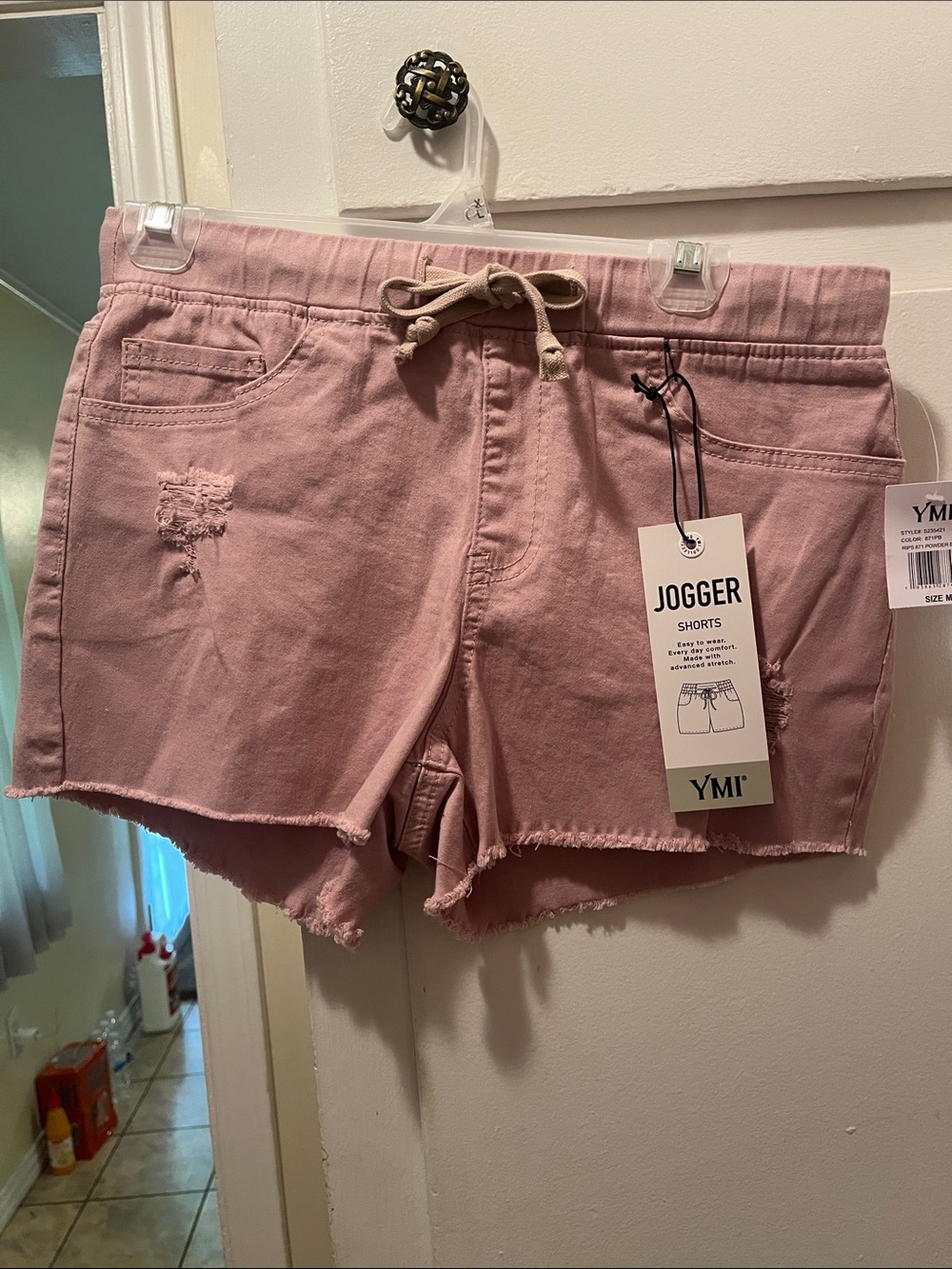 YMI Women's Dusty Pink Jogger Bermuda Shorts